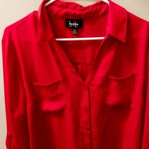Button-front Silky Blouse